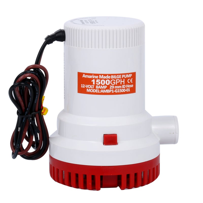Amarine Made 1500GPH 12V Boat Marine Plumbing Electric Bilge Pump Non Automatic Discharge for Marine,RV,Campers,Industrial - Image 1